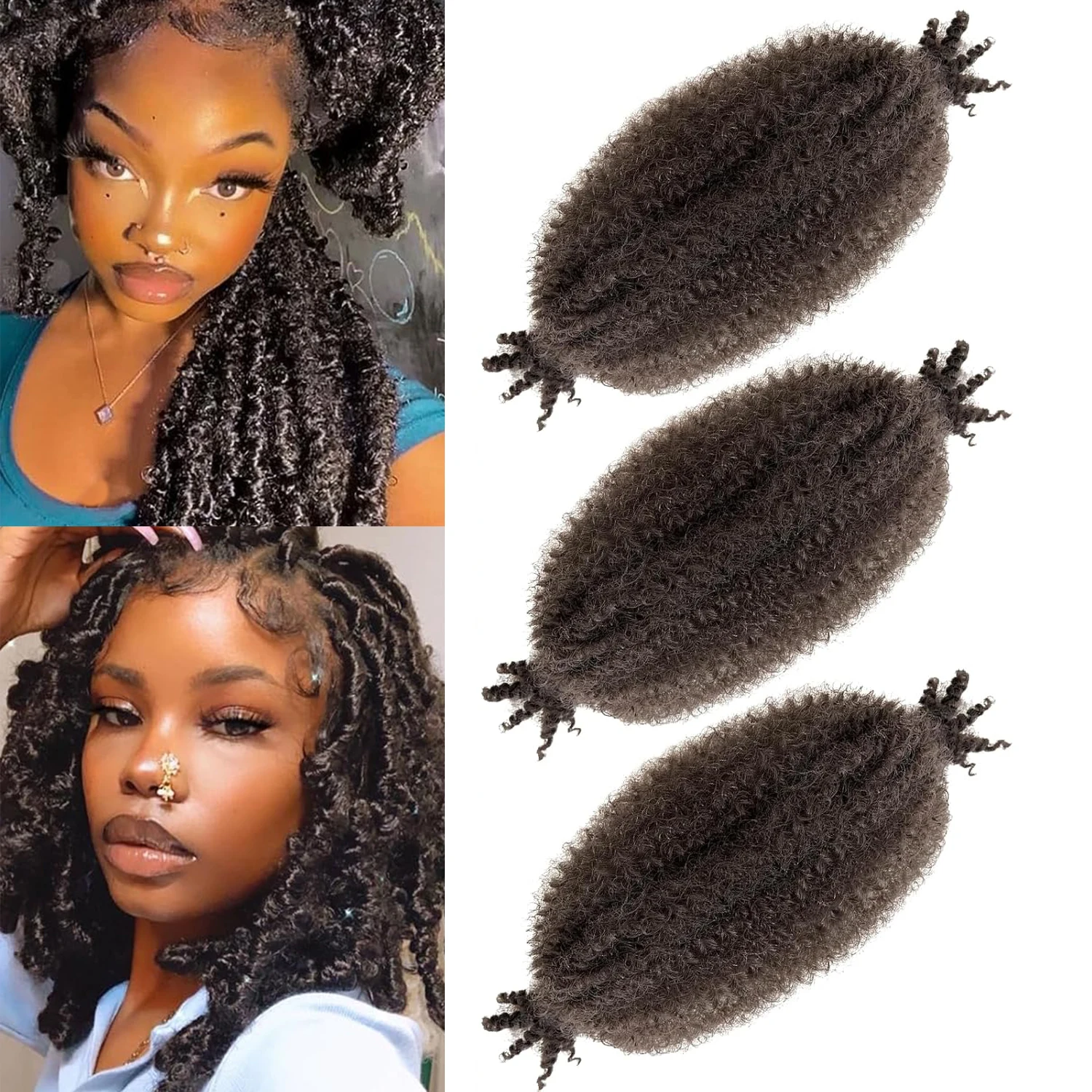 Marley cabelo 8/10/12/14 Polegada preto 1-3 pacotes pré separado elástico afro torção cabelo marley torção trança cabelo sintético