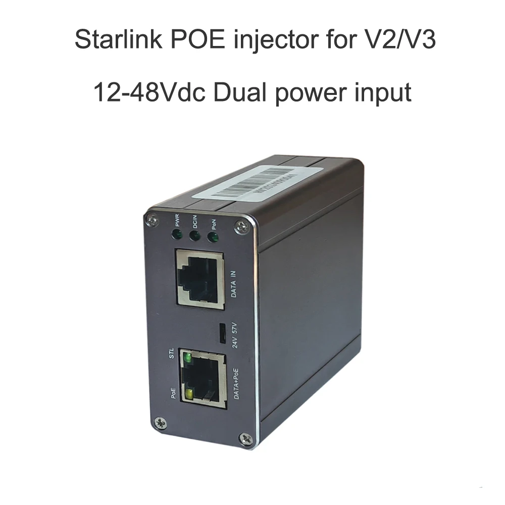 Wtryskiwacz POE Starlink V2/V3 2,5Gbe Max 150w Wyjście POE 12-48Vdc Podwójne wejście mocy