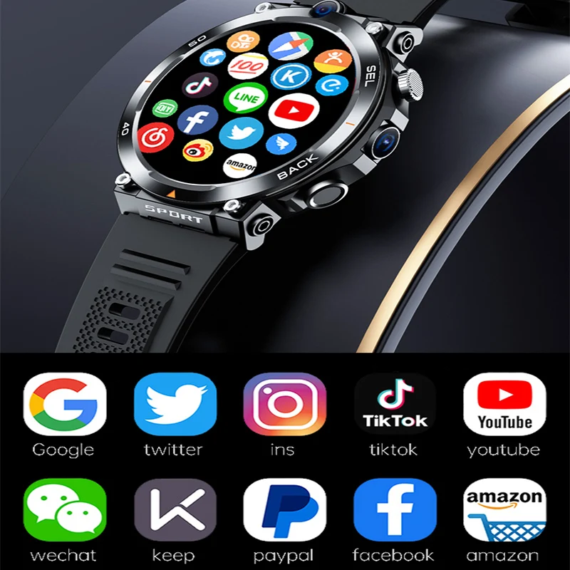 New Google Play 1.39-inch 4G Network SIM Card Smart Watch Dual Camera GPS WIFI Rugged 16GB-ROM IP67 Android Men Women Smartwatch view 4