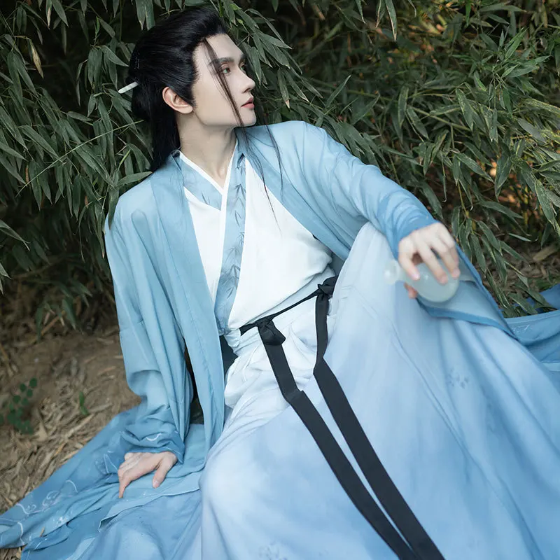 Nuovo stile originale Hanfu sia per uomo che da donna, camicetta e gonna lunghi fino alla vita, camicia a maniche larghe, set elegante e cavalleresco