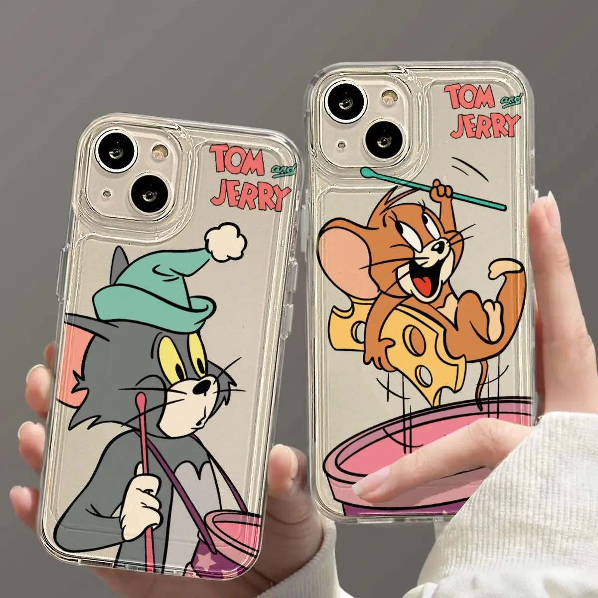 Tom And Jerry Happy Beat A Drum Phone Case For iPhone 15 14 13 12 11 Pro Max XR XS Max 7 8Plus Y2K Soft Silicone Cute Back Cover