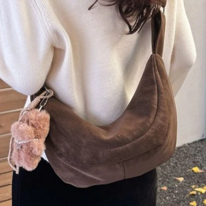 

Canvas dumpling bag, large capacity, fashionable and simple for women, one shoulder crossbody bag, casual and versatile, student