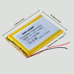 3.7V 4000mAh 505085 Rechargeable Lithium Li-ion Polymer Battery for DVR GPS Mp3 Mp4 Cell Phone Tablet PC