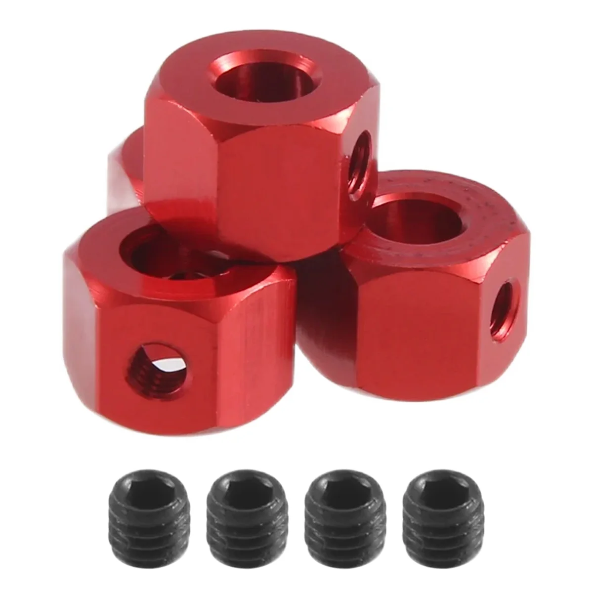 4PCS 5mm to 12mm Metal Combiner Wheel Hub Hex Adapter for D12 C14 C24 B14 B16 MN D90 D91 RC Car Upgrade Parts,Red