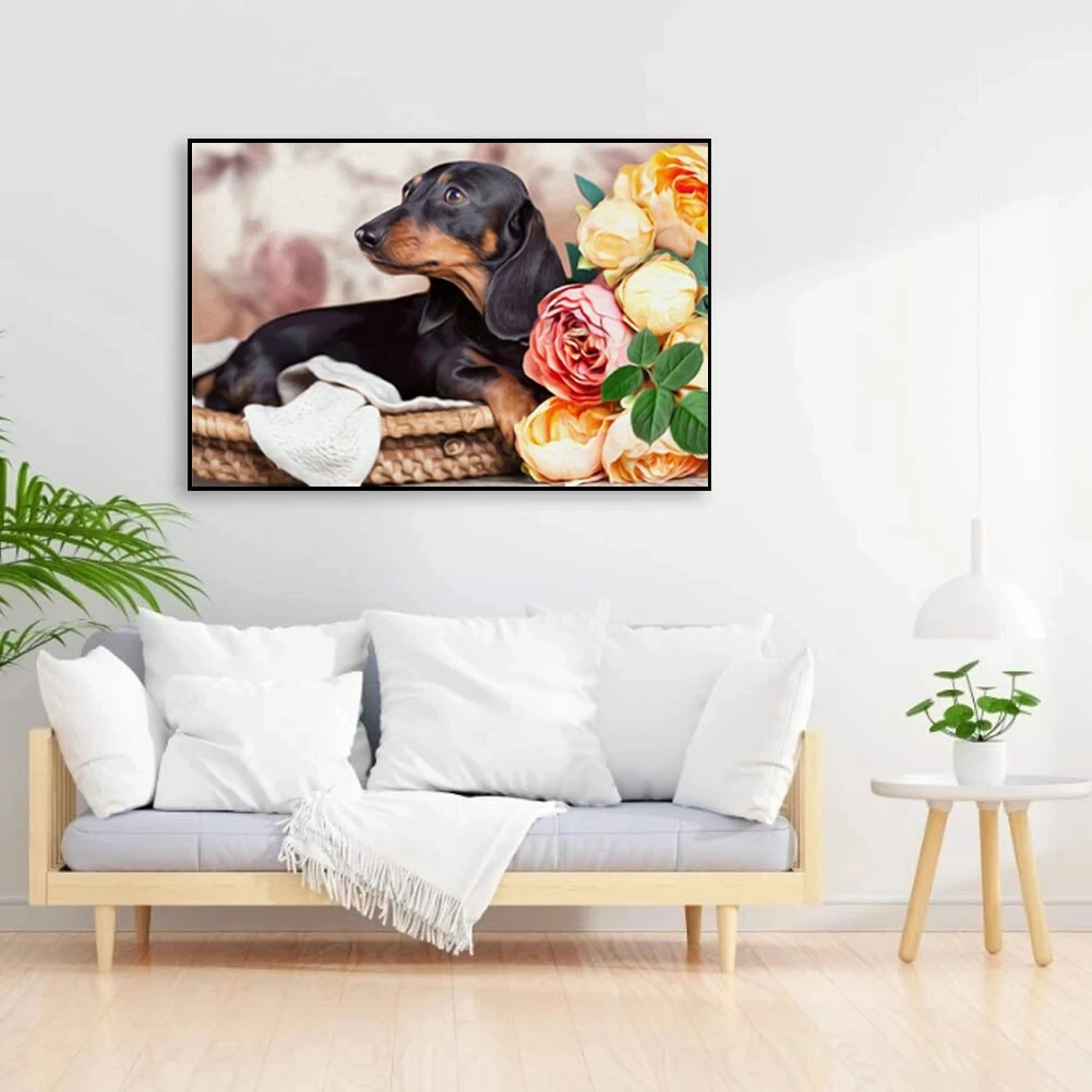 5D DIY Diamond Painting Animal Dachshund Full Drill Diamond Embroidery Dog Picture of Rhinestone Mosaic Handmade Home Decor Gift
