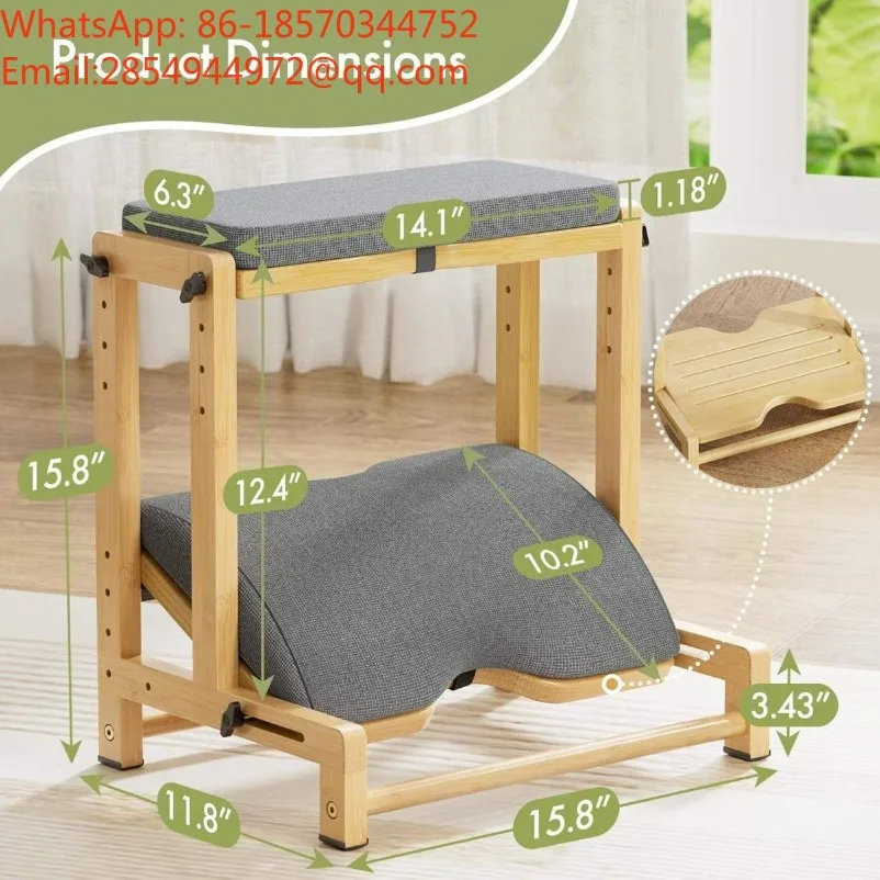 Wooden Footstool Adjustable Soft Bag Ottoman Office Table Leisure Footstool Double Layer Foot Pad
