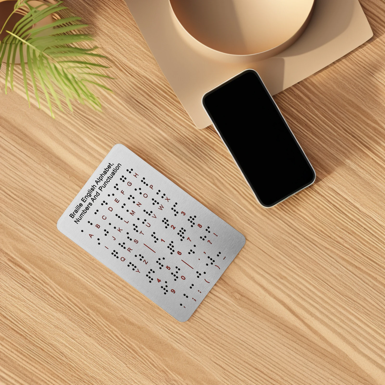 Braille Alphabet Board for Blind Children Education Tools Raised Dots Numbers Punctuation Stainless Steel Braille Learning