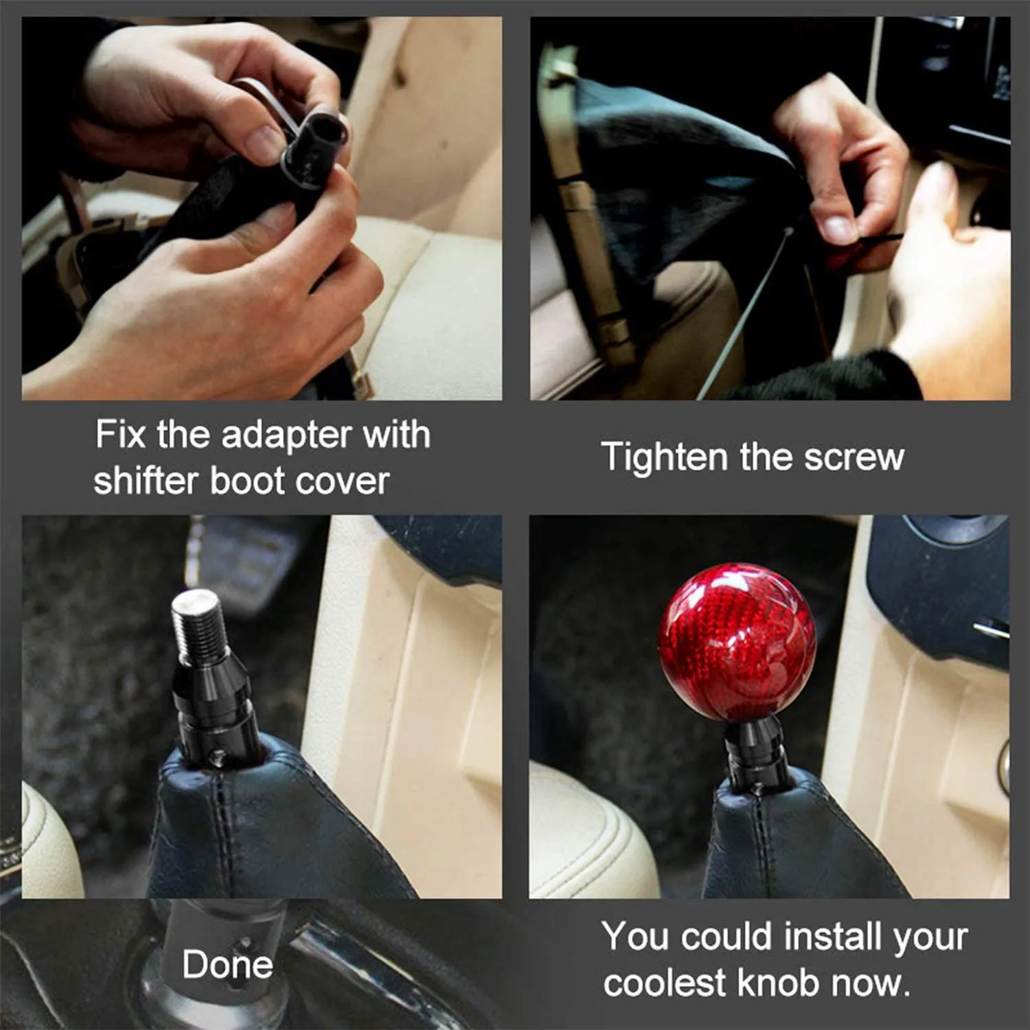 Universal Car Auto Aluminum Gear Shift Knob Adapter for Non Threaded Shifters M10x1.5/M12x1.25 SK-1054