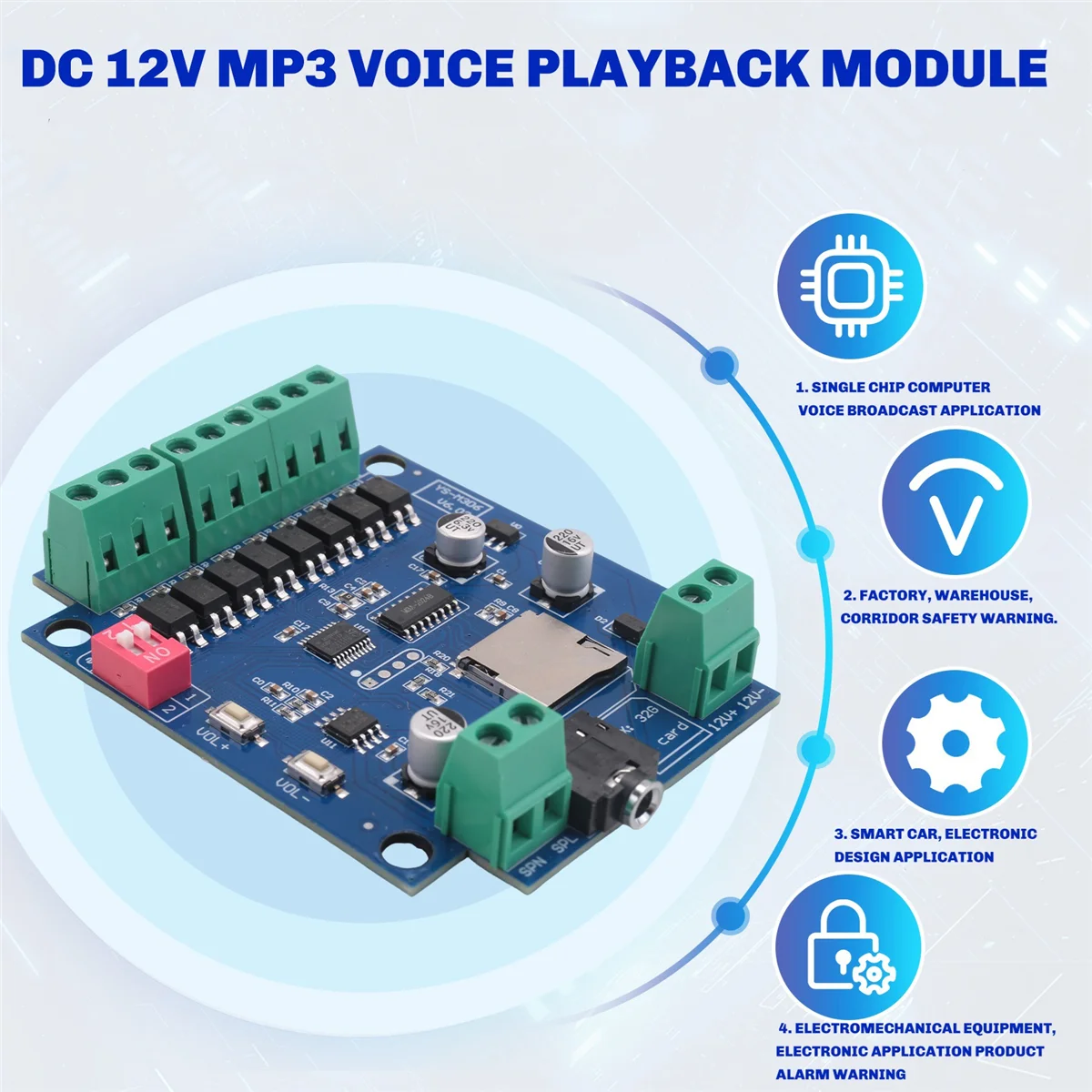 N237R Super DC 12V MP3 Voice Player Module with Power Amplifier, Alarm Prompter, Voice Broadcaster, Trigger Mode, Multi-Mode