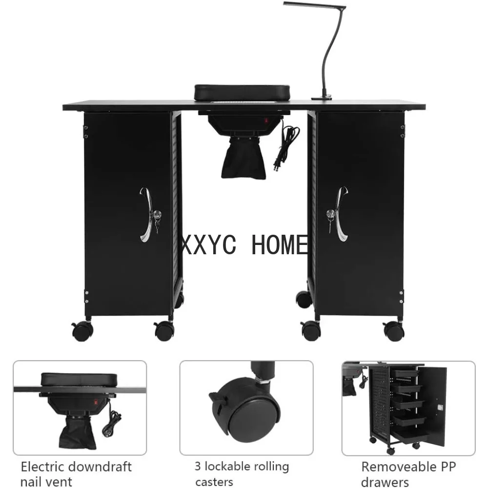 Manicure Table Nail Desk w/Electric Downdraft Vent,Iron Frame Beauty Spa Salon Workstation 43.3x16.9x29.5 Inch (Pack of 1)