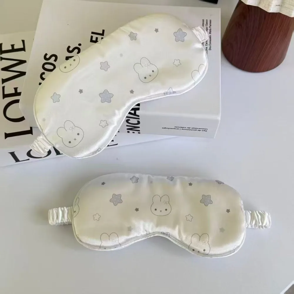 Masque oculaire occultant en soie glacée Miffy mignon pour la pause déjeuner, respirant et anti-fatigue, cadeau jouet Kawaii