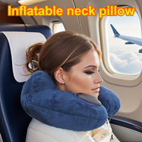 U-Shaped Inflatable Travel Pillow Portable Air Pillow Neck Support Cushion Comfortable Sleeping Pillow Press to inflate pillow