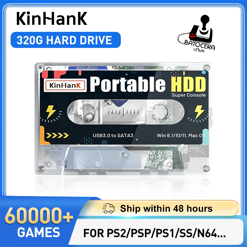 

Супер консоль KINHANK, игровой жесткий диск 320G, 60000, видеоигры, 70 эмуляторов для ОС DC/MAME/SS/NAOMI/PS2/PS1 Plug and Play Batocera