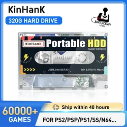 KINHANK Super Console 320G Gaming HDD 60000 Video Games 70 Emulators For DC/MAME/SS/NAOMI/PS2/PS1 Plug and Play Batocera OS