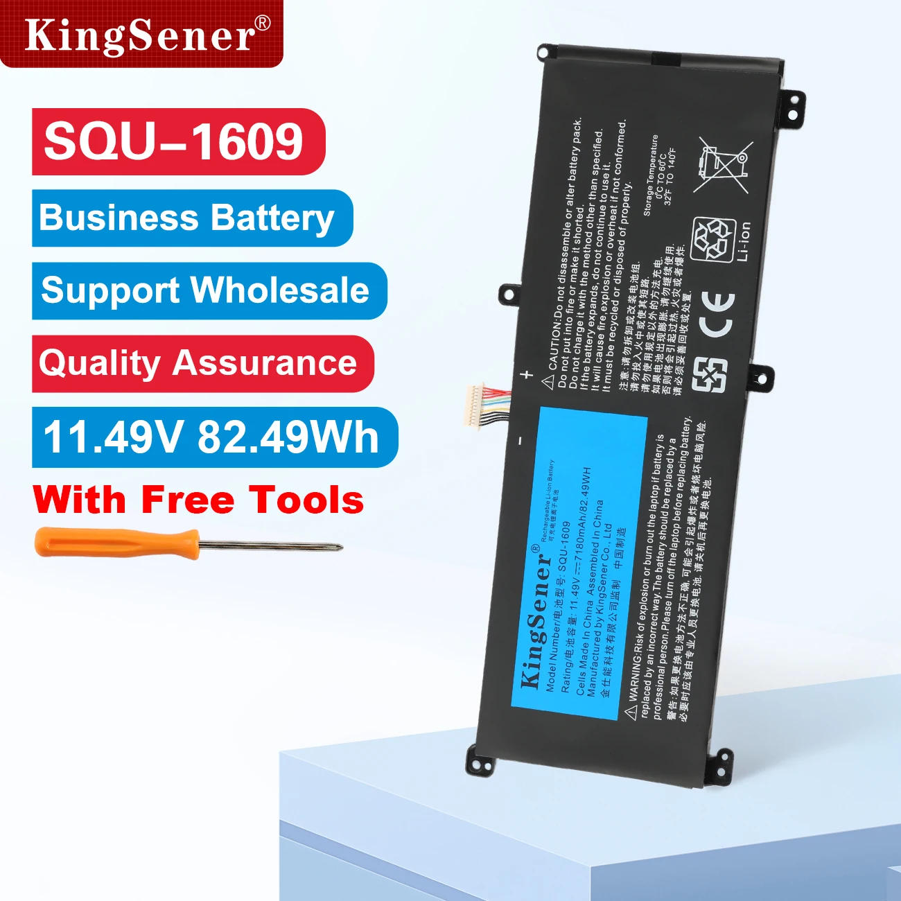 

KingSener SQU-1609 SQU-1710 Battery For Hasee Thunderobot 15G870-XA70K Dino-X5ta X6 X7A 4K X8S Thor 911S Z6-KP5G QNL5S02