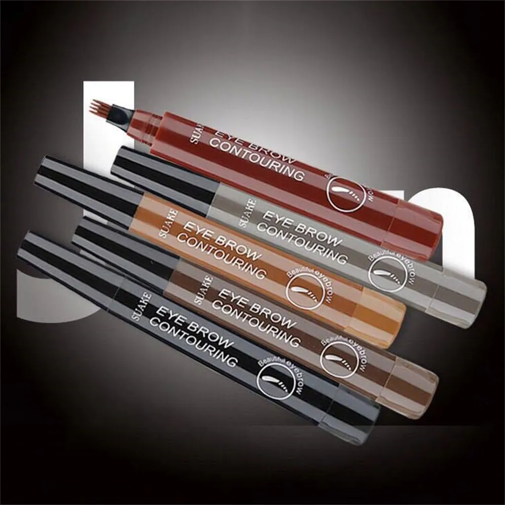 2025 new 4 Point Eyebrow Pencil Makeup Liquid Eyebrow Pen Waterproof Fork Tip Eyebrow Makeup Long Lasting Like Real 5ml 4pcs