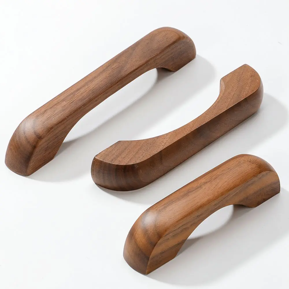 For Yingdun Solid Wood Handle Natural Walnut Beech Minimalist Cabinet Drawer Pulls Kitchen Kitchenware Decor Knob