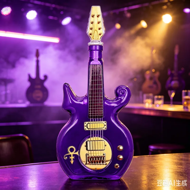 Prince Purple Guitar Glass Decanter 350ml Music Legend Inspired Whiskey Bottle Rock Star Fan Collectible Bar Decor