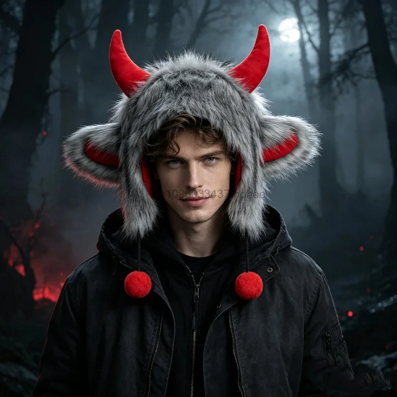 chapeu-unissex-de-halloween-com-chifres-de-touro-de-pelucia-acessorio-de-cabeca-com-orelhas-de-animal-peludas-e-pingente-de-pom-pom-acessorios-de-fantasia-para-cosplay-em-festas-e-apresentacoes-de-palco