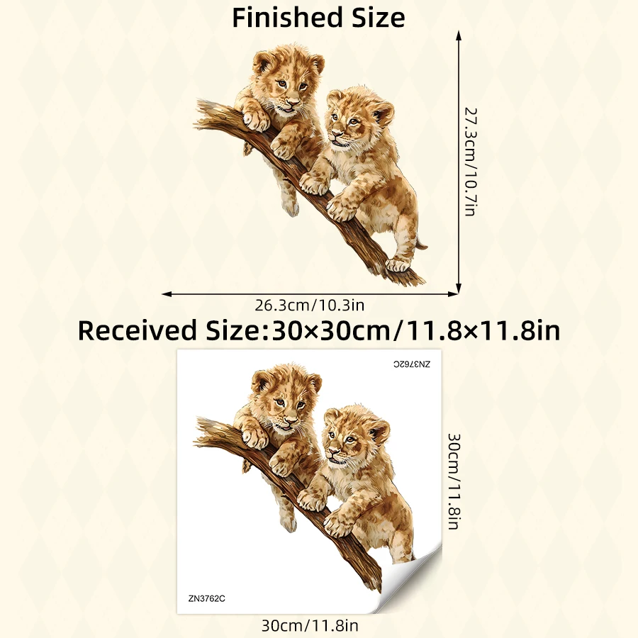 ملصقات حائط على شكل أسد كرتوني - قابلة للتقشير واللصق قابلة للإزالة لغرفة الأطفال وغرفة اللعب - ديكور على شكل حيوان لطيف