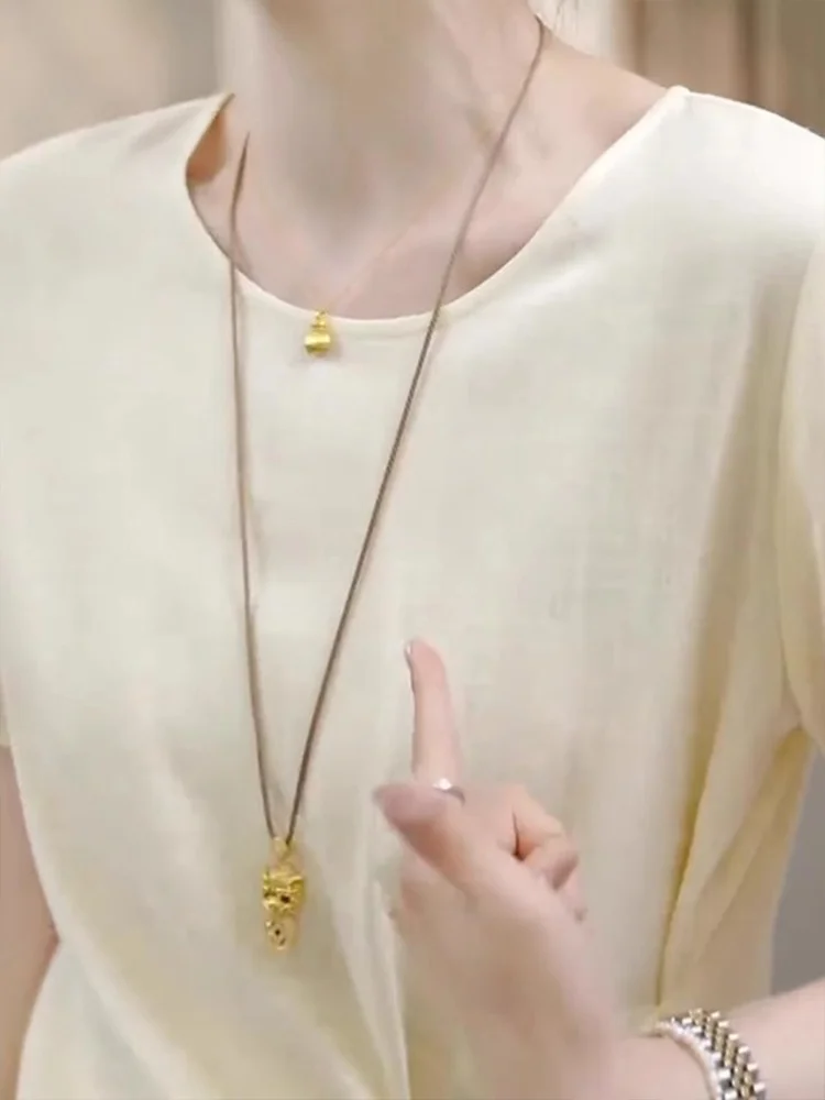 Summer 2025 Women's Slimming ort Sve T-irt Design Sensation Irregular Waist-Cinching  Knot Commute Sle Loos...