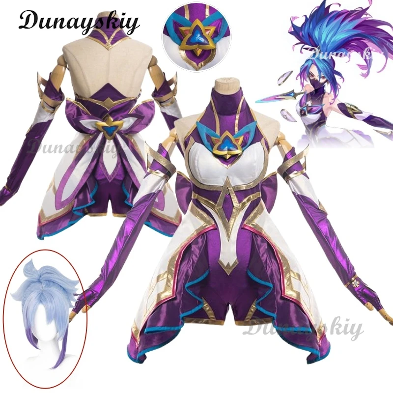 

LOL Akali Battle Dress Cosplay Dress League Of Legends Akali Dress Star Guardian The Rogue Assassin Cosplay Costume wig Girl
