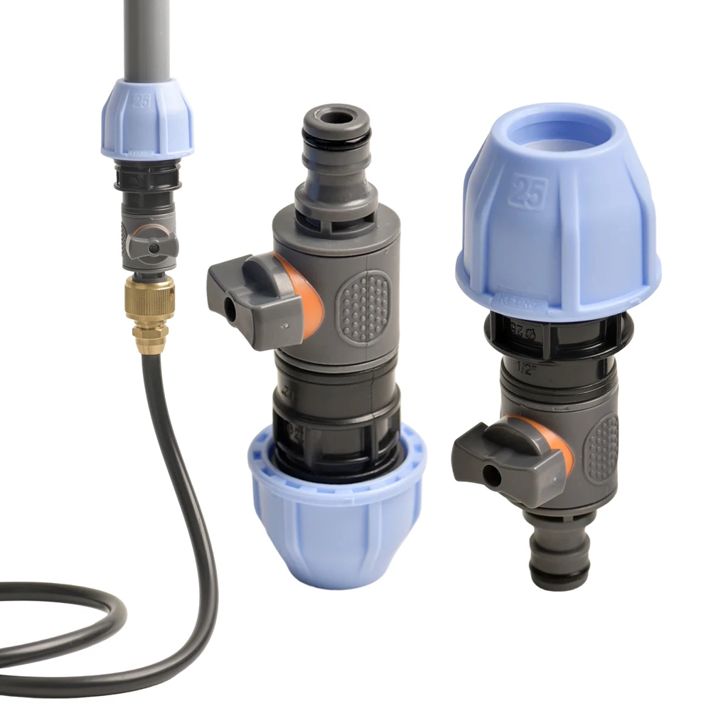 1Set PE Pipe Quick Connect Kit, PE Pipe Adapter Kit with Valve, DN15 DN20 Quick Connectr,Suitable for O.D20/25mm PVC/PE Pipes
