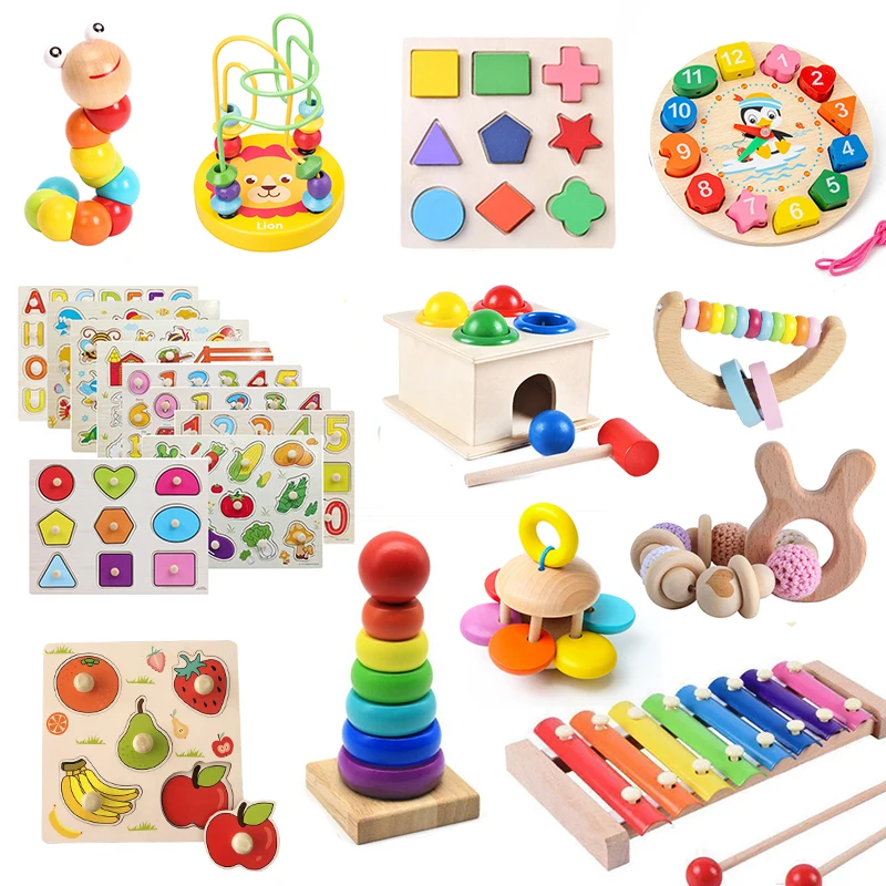 Montessori Educational Baby Toys 1 2 3 Years Wooden Puzzle Games For Babies Development Toys Early Learning Children Toys