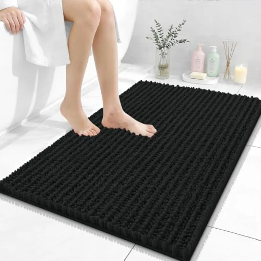 

Коврик для ванной 36x24 дюймов, толстый, мягкий и впитывающий, из шенилла, с нескользящей резиновой основой, машинная стирка, быстросохнущий.