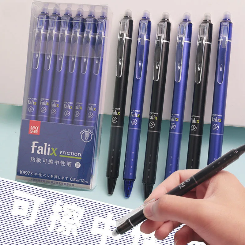 6/12PCS Press Erasable Gel Pen Erasable Refill Heat Erasable Pens Colored Heat Sensitive Erasable Gel Pen Stationery Supplies