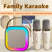 Karaoke Machine Kids Adults Mini Portable BlueTooth Karaoke Speaker with 2 Wireless Microphones Birthday Speaker System Gift