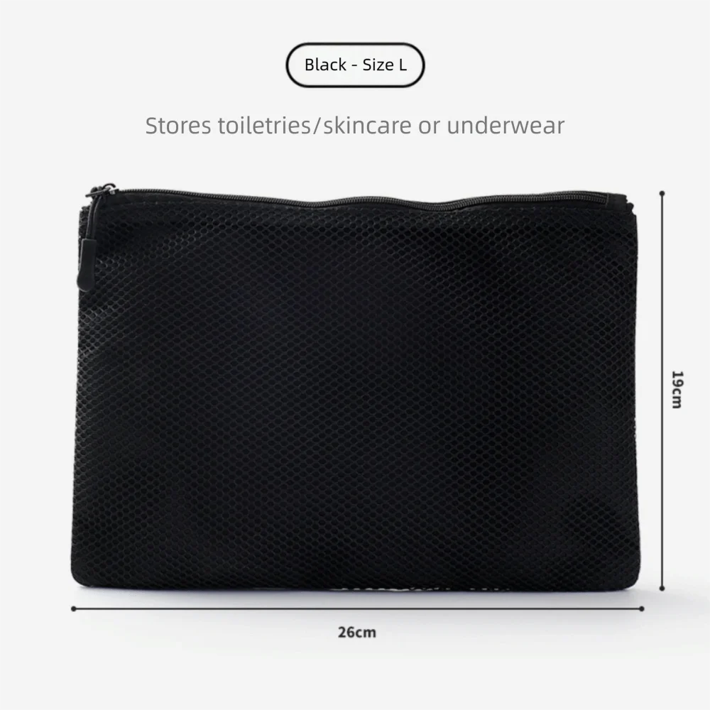 Versatile Double Zipper Mesh Organizer Pouch Multi-size Polyester Storage Pouch Dual-Layer Cosmetics Pouch Cables Chargers