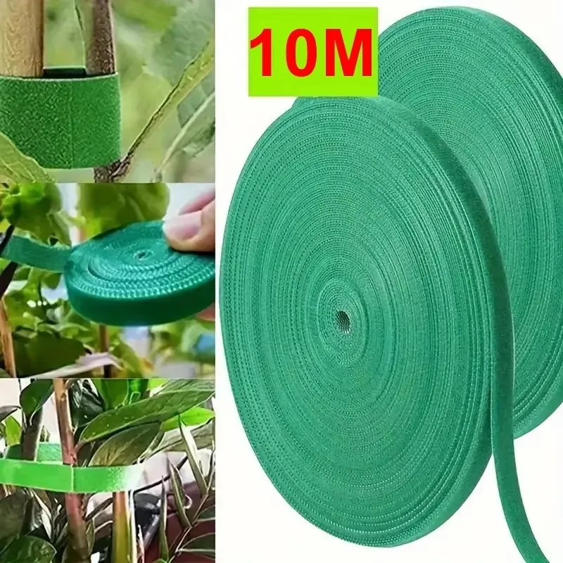 10m Wiederverwendbare Nylon-Pflanzenbänder Grüne Garten-Pflanzenbandagen Selbstklebende Pflanzenbefestigungsbänder für Pflanzen Garten Haus