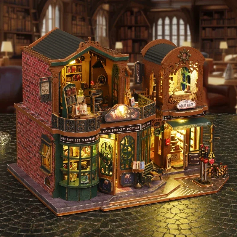 

DIY Wooden Doll Houses Twilight Book City Casa Miniature Model Kit Villa Dollhouse with Led Light for Friends handmade Gifts