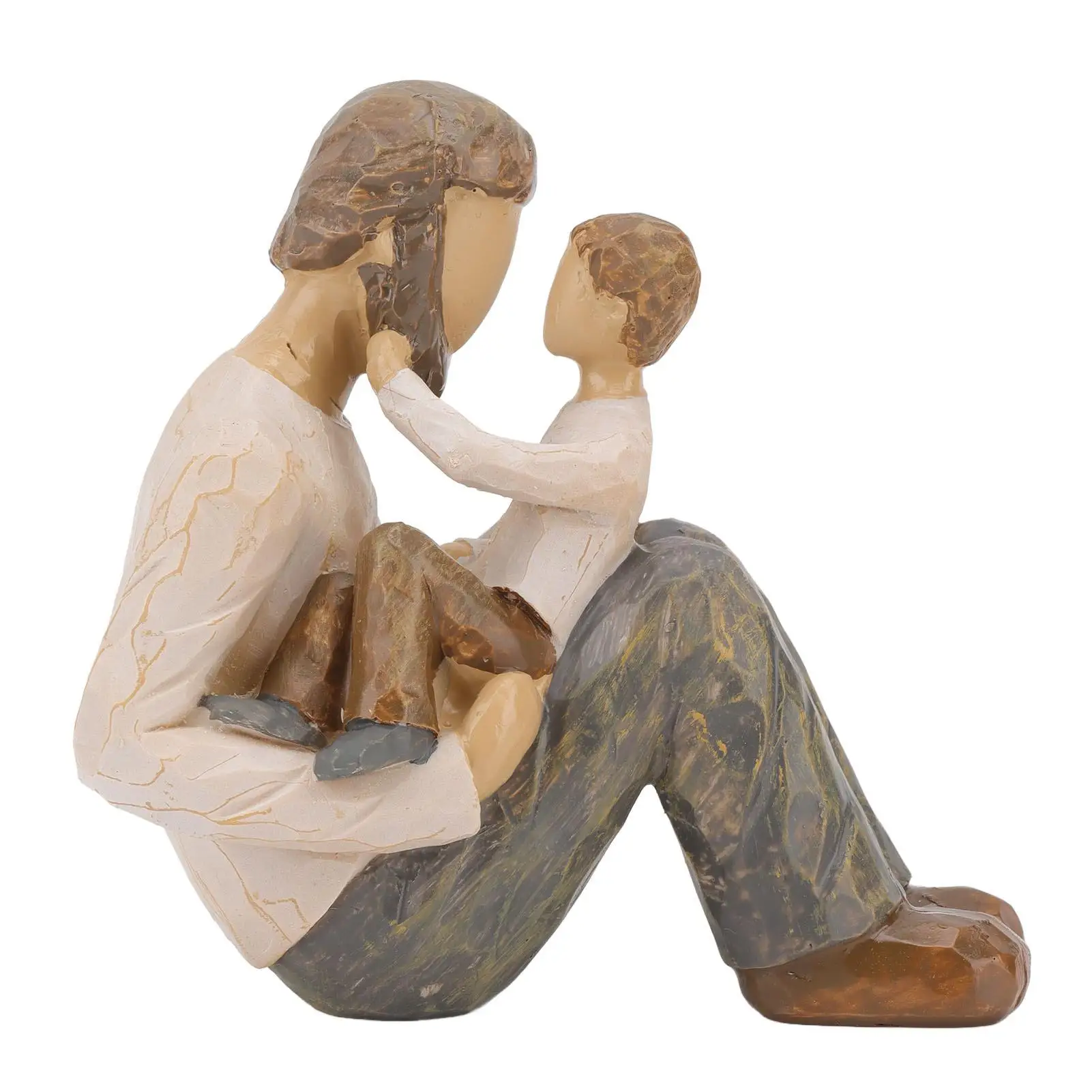 Hand-Painted Father and Son Statue - Lifelike Resin Family Figurine for Home Décor, for bookshelf & Tabletop