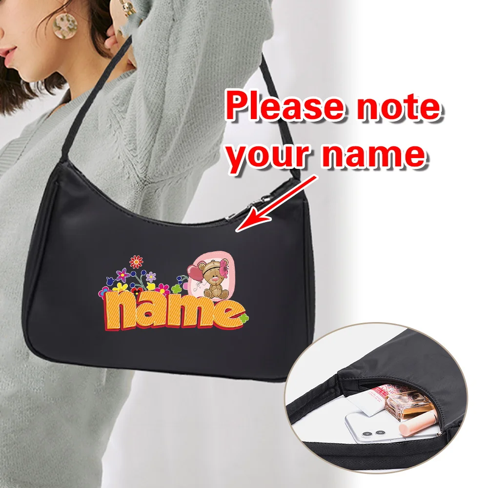 

Personalized Customized Name Nylon Underarm Bags Large Capacity Single Shoulder Bag Multifunctional Cosmetic Organizer Handbags