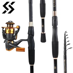 Sougayilang Spinning Fishing Combo 1.8m 2.1m 2.4m Carbon Fiber Rod and 5.5:1 High Speed Spinning Fishing Reel Fishing Kit Pesca