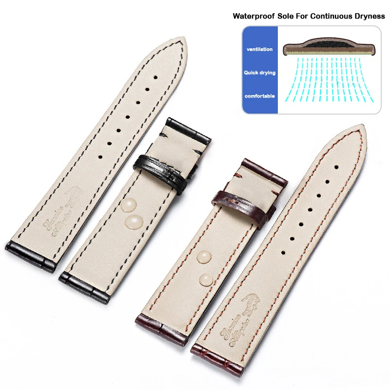 UTHAI M40 Leather Wristband 18mm 20mm 22mm Watch Accessories High Quality Crocodile Leather Watch Strap