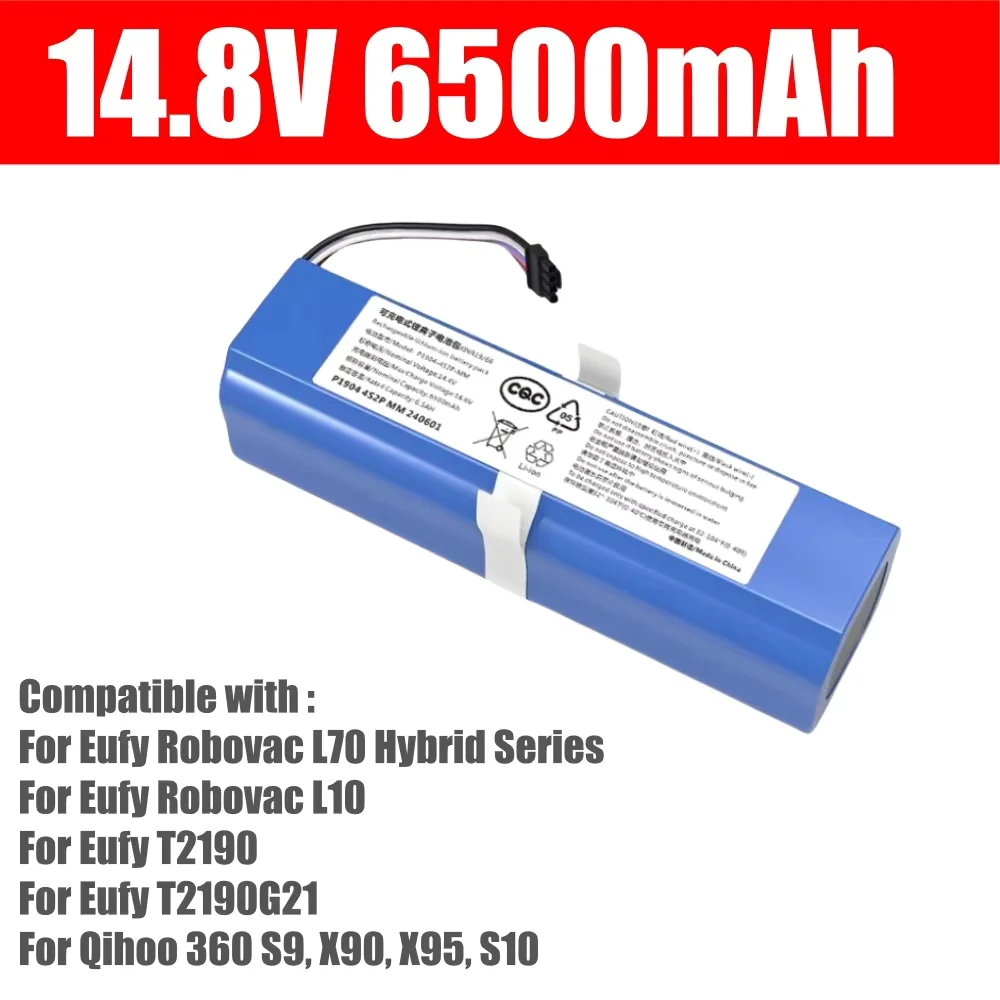 INR18650 M26 4S2P 14.4V 6500mAh Li-ion Battery | Replacement for Eufy Robovac L70 Hybrid T2190 T2190G21