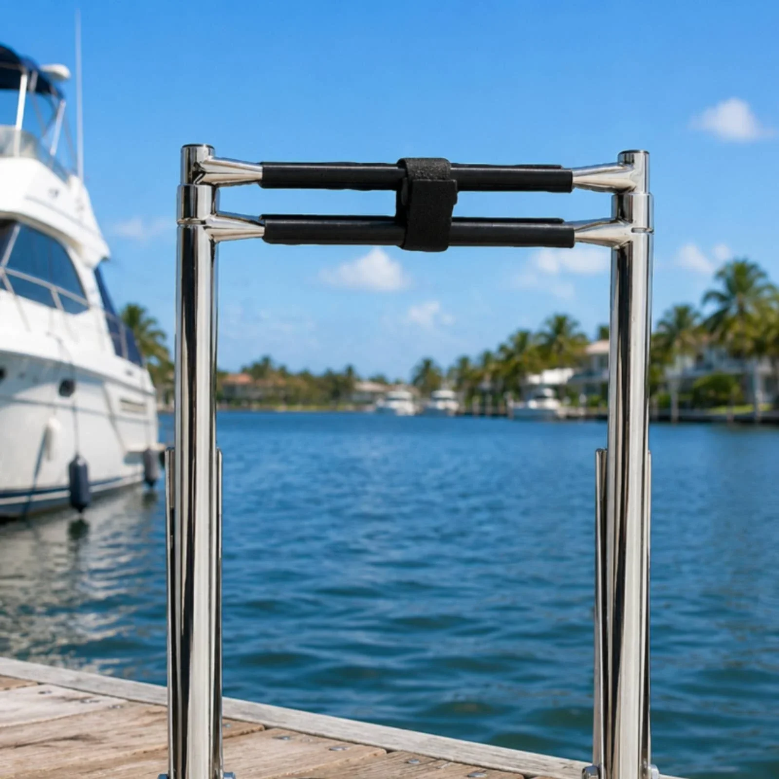 yesTelescoping Boat Ladder Ribbed Grip Folding Boarding Ladder Marine Hardware Compact Corrosion Resistant for Yachts, Boats
