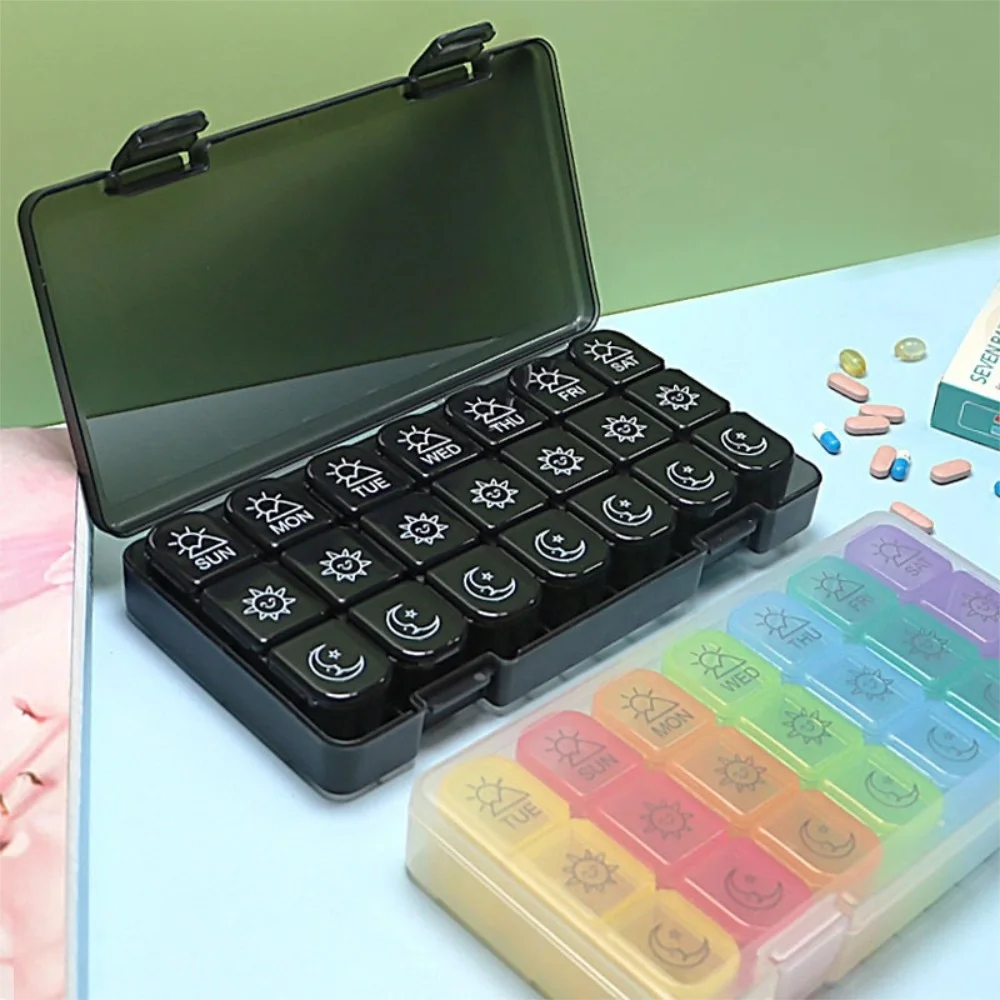 

Hot Large Portable Travel Compartments Pill Cases Box Organizer 7 Days 21 Grids 3 Times One Day for Vitamins Medicine Fish Oils