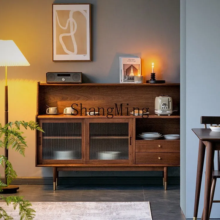 FG solid wood dining side cabinet household small apartment multi-function coffee machine locker restaurant retro storage locker