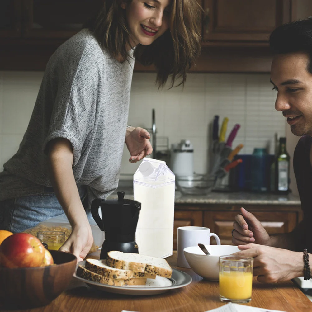 

Plastic Clear Milk Carton Container Leakproof Square Milk Water Bottle Portable for Sports Travel Hiking Juice Bottle