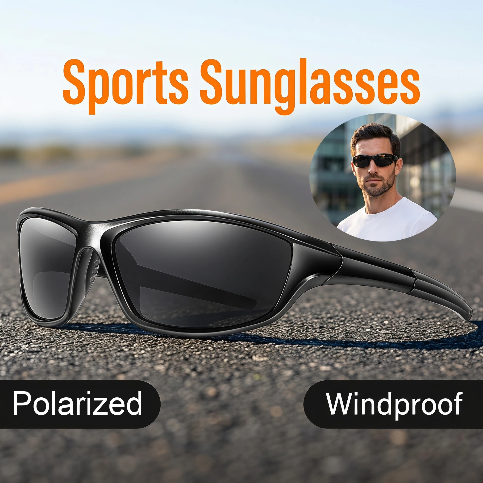 Polarisierte Fahrrad-Sonnenbrille für Herren, modische ovale Vollrahmen-Windschutz-Sportbrille für Damen zum Radfahren, Laufen, Wandern, UV400