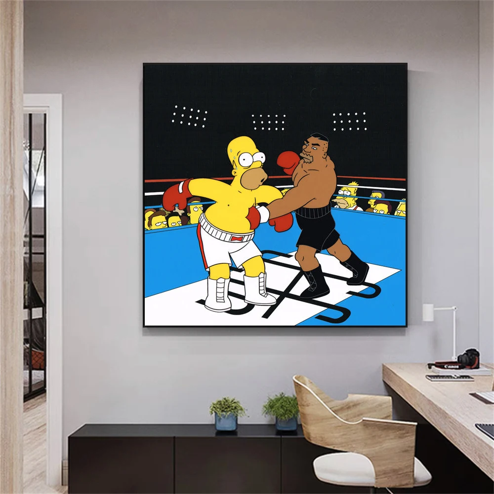 Disney Cartoon Poster The Simpsons Bart Boxing Prints Canvas Painting Modern Wall Art Picture For Kids Room Wall Home Decoration