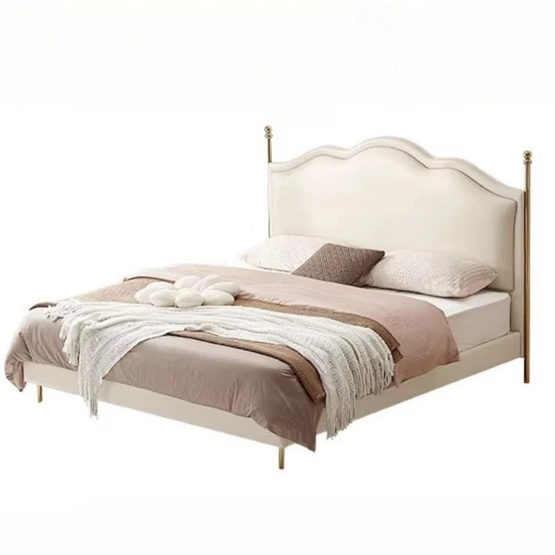 

Light Luxury Girls Bed Princess Solid Wood French Cream Wind Frame Queen Bed Design Sleeping Letto Matrimoniale Unique Furniture