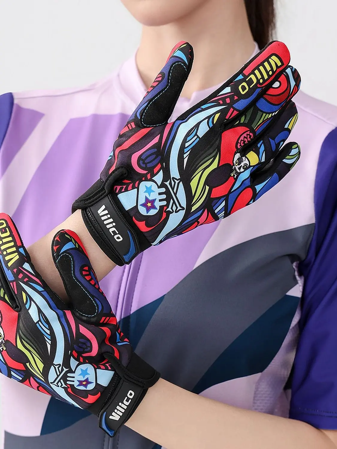 AliExpress Kyncilor 1 pair of graffiti sports bicycle riding gloves, non slip, shock-absorbing, wear-resistant, breathable, suitable for outdoor spo
