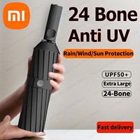 Xiaomi MIJIA Fully Automatic Double-Rib 24 Bones Sun Rain Umbrella Windproof SPF50+ UV Protection Portable for Travel 2026 NEW