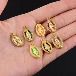 10 pieces/New Catholic Gold Mini Virgin Mary Color Medal, Charm Mini Virgin Mary Medal, 10x18mm Little Virgin