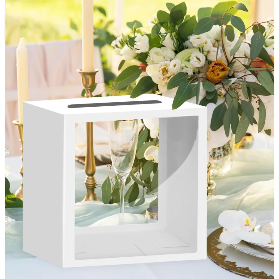 กล่องการ์ดสีขาวสำหรับงานปาร์ตี้ พร้อมหน้าต่างใสสำหรับใส่การ์ด สำหรับงานแต่งงาน วันเกิด งานรับปริญญา งานเลี้ยงฉลองทารกแรกเกิด ของตกแต่งงานเลี้ยง